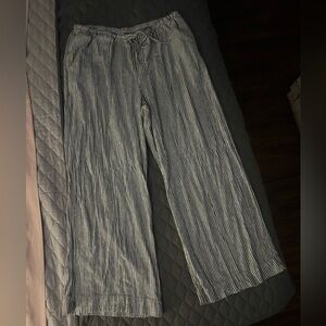 New day black and white striped linen pants